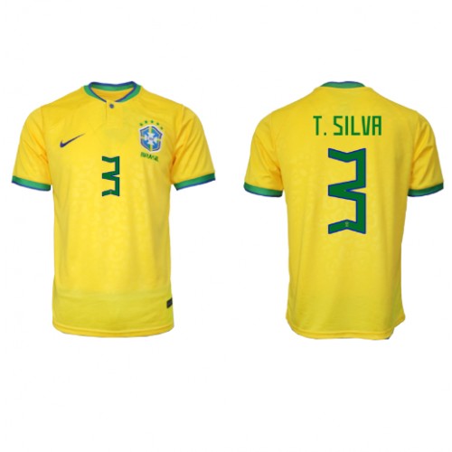 Brasilien Thiago Silva #3 Hemmatröja VM 2022 Kortärmad